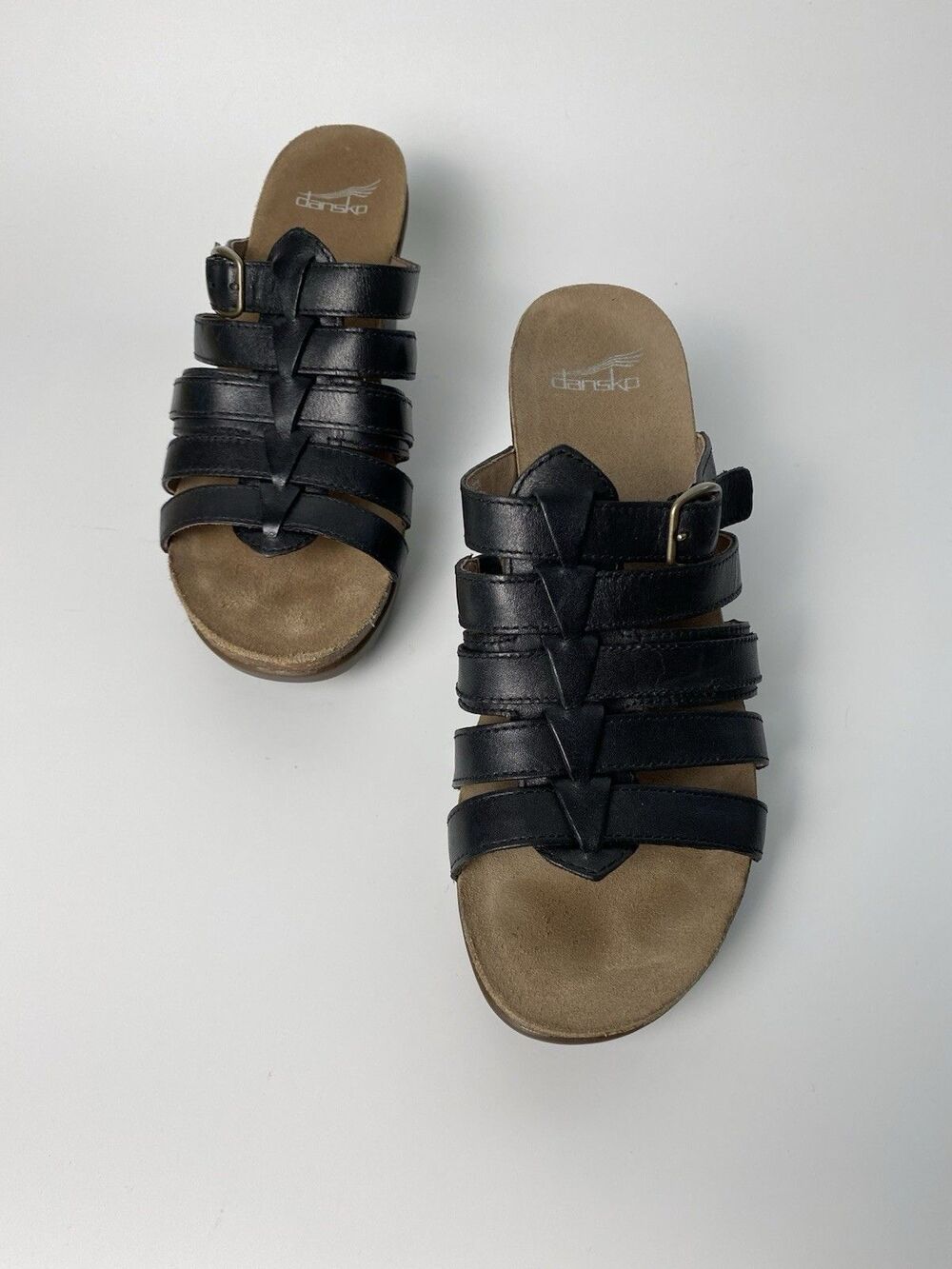 Dansko Black Leather Mule Sandal Clogs Open Toe 39 (US 8.5-9)